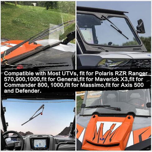 2 Set UTV Hand Operated Windshield Wiper Kit with 16" Wiper Blade and 13.7" Wiper Arm, Compatible with Polaris Ranger RZR 570/900/1000, Compatible with Can-Am Defender, Maverick X3 in Saudi Arabia