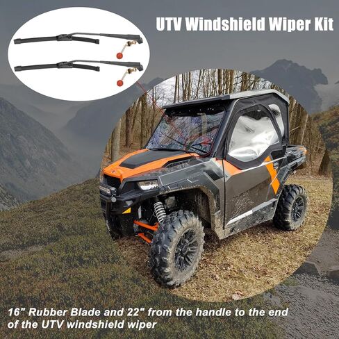 2 Set UTV Hand Operated Windshield Wiper Kit with 16" Wiper Blade and 13.7" Wiper Arm, Compatible with Polaris Ranger RZR 570/900/1000, Compatible with Can-Am Defender, Maverick X3 in Saudi Arabia
