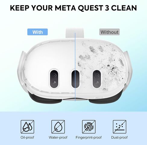 MoKo VR Accessories for Meta Quest 3, VR Headset Protective Shell Cover for Oculus Quest 3 Included VR Shell Cover and 6-Pack Lens Tempered Glass Protector, Black & Gray in Saudi Arabia