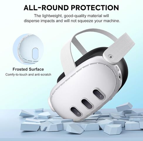MoKo VR Accessories for Meta Quest 3, VR Headset Protective Shell Cover for Oculus Quest 3 Included VR Shell Cover and 6-Pack Lens Tempered Glass Protector, Black & Gray in Saudi Arabia