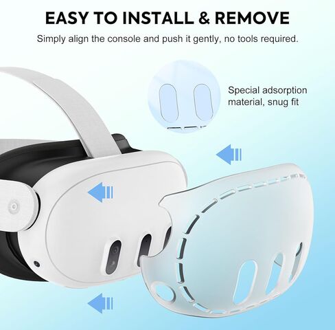 MoKo VR Accessories for Meta Quest 3, VR Headset Protective Shell Cover for Oculus Quest 3 Included VR Shell Cover and 6-Pack Lens Tempered Glass Protector, Black & Gray in Saudi Arabia