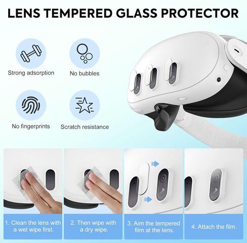 MoKo VR Accessories for Meta Quest 3, VR Headset Protective Shell Cover for Oculus Quest 3 Included VR Shell Cover and 6-Pack Lens Tempered Glass Protector, Black & Gray in Saudi Arabia