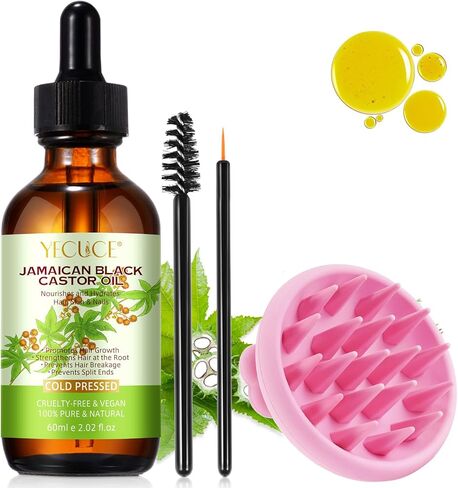 زيت الخروع الأسود الجامايكي لنمو الشعر، زيت الخروع العضوي النقي والطبيعي 100%، زجاجات زجاجية مضغوطة على البارد، يغذي ويرطب الشعر والبشرة والحواجب، زيت عطري طبيعي مضاد للشيخوخة in Kuwait