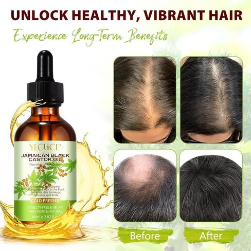 زيت الخروع الأسود الجامايكي لنمو الشعر، زيت الخروع العضوي النقي والطبيعي 100%، زجاجات زجاجية مضغوطة على البارد، يغذي ويرطب الشعر والبشرة والحواجب، زيت عطري طبيعي مضاد للشيخوخة in Kuwait