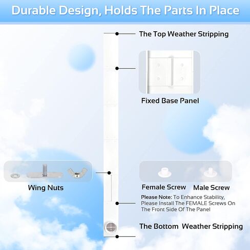 Sliding Door Portable Air Conditioner Seal Kit Compatible with 5.9 inch Hose, Max Length 94.5", Sliding Door AC Vent Kit with Vent Screen, Weather Stripping, Window Lock for Patio Sliding Door in Saudi Arabia