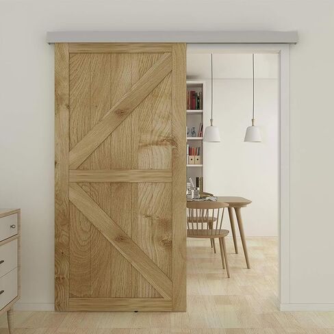 JUBEST 8FT Barn Door Sliding Hardware Track Kit, Aluminium Alloy Box Rail Hardware for Classic Modern Interior Single Wooden Door,Low Clearance in Saudi Arabia
