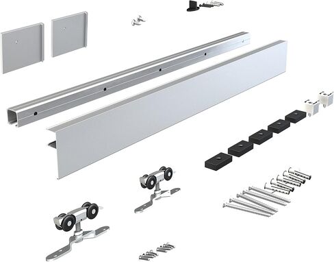 JUBEST 8FT Barn Door Sliding Hardware Track Kit, Aluminium Alloy Box Rail Hardware for Classic Modern Interior Single Wooden Door,Low Clearance in Saudi Arabia