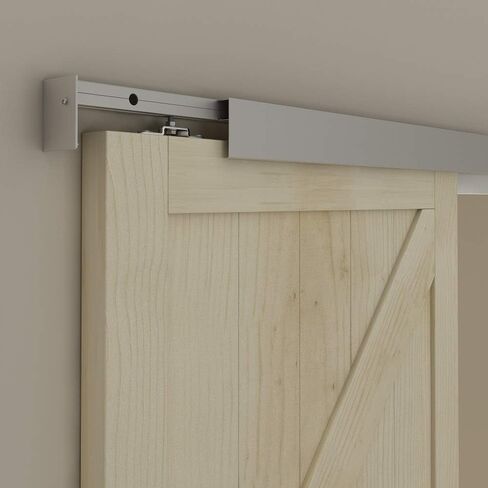 JUBEST 8FT Barn Door Sliding Hardware Track Kit, Aluminium Alloy Box Rail Hardware for Classic Modern Interior Single Wooden Door,Low Clearance in Saudi Arabia