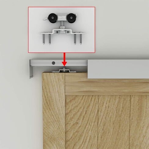JUBEST 8FT Barn Door Sliding Hardware Track Kit, Aluminium Alloy Box Rail Hardware for Classic Modern Interior Single Wooden Door,Low Clearance in Saudi Arabia