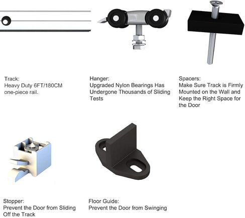 JUBEST 8FT Barn Door Sliding Hardware Track Kit, Aluminium Alloy Box Rail Hardware for Classic Modern Interior Single Wooden Door,Low Clearance in Saudi Arabia