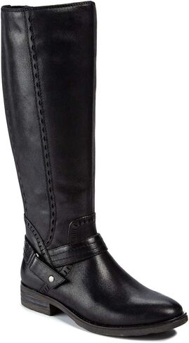 BareTraps Womens Abram Laser Cut Mixed Media Riding Boots Black 6.5 Medium (B,M) in Saudi Arabia