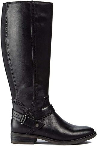 BareTraps Womens Abram Laser Cut Mixed Media Riding Boots Black 6.5 Medium (B,M) in Saudi Arabia