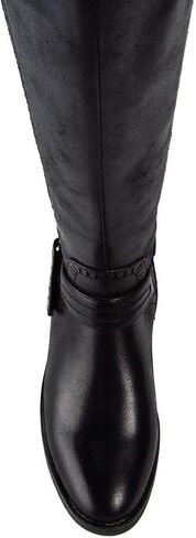 BareTraps Womens Abram Laser Cut Mixed Media Riding Boots Black 6.5 Medium (B,M) in Saudi Arabia
