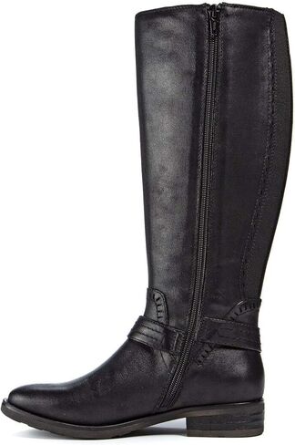 BareTraps Womens Abram Laser Cut Mixed Media Riding Boots Black 6.5 Medium (B,M) in Saudi Arabia