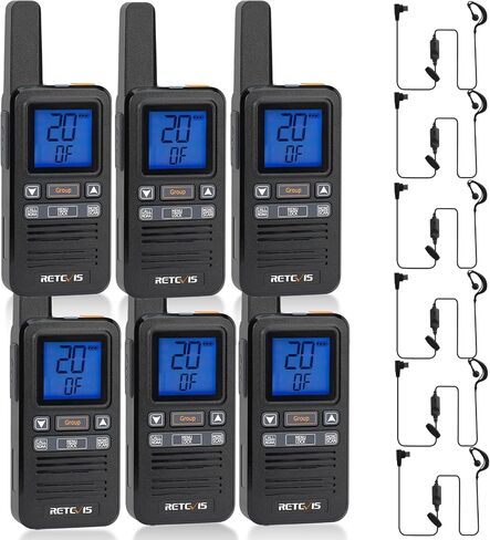 Retevis RB67 Small Walkie Talkies with Earpiece,Portable FRS Two Way Radios Rechargeable,Group Call,1600mAh Large Battery Capacity,USB-C,NOAA,Walkie Talkie for School Retail Restaurant(6 Pack) in Saudi Arabia