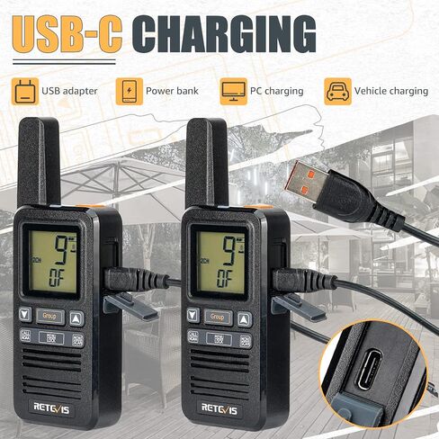 Retevis RB67 Small Walkie Talkies with Earpiece,Portable FRS Two Way Radios Rechargeable,Group Call,1600mAh Large Battery Capacity,USB-C,NOAA,Walkie Talkie for School Retail Restaurant(6 Pack) in Saudi Arabia