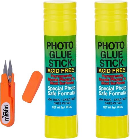 Photo Glue Stick, 8g, Bundle with Westlake Art Embroidery Scissors - Acid-Free, Precise Application for Scrapbooking, Card Making, Dries Clear, Photo Paste Glue ~ [Pack of 2] in Saudi Arabia