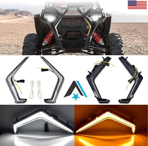 ضوء إشارة الانعطاف RZR، مجموعة دخان أمامية من Arsenal IP67 بتوقيع الدخان الأمامي/ضوء فانغ كهرماني/أبيض متوافق مع 2019 إلى 2021 Polaris RZR XP1000 Turbo OEM مناسب تمامًا in Kuwait