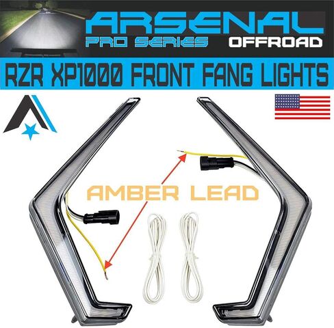 ضوء إشارة الانعطاف RZR، مجموعة دخان أمامية من Arsenal IP67 بتوقيع الدخان الأمامي/ضوء فانغ كهرماني/أبيض متوافق مع 2019 إلى 2021 Polaris RZR XP1000 Turbo OEM مناسب تمامًا in Kuwait