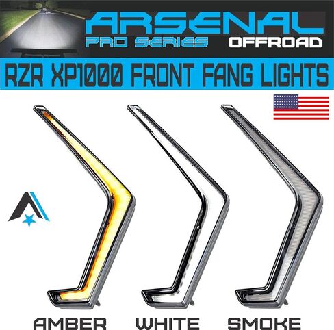 ضوء إشارة الانعطاف RZR، مجموعة دخان أمامية من Arsenal IP67 بتوقيع الدخان الأمامي/ضوء فانغ كهرماني/أبيض متوافق مع 2019 إلى 2021 Polaris RZR XP1000 Turbo OEM مناسب تمامًا in Kuwait