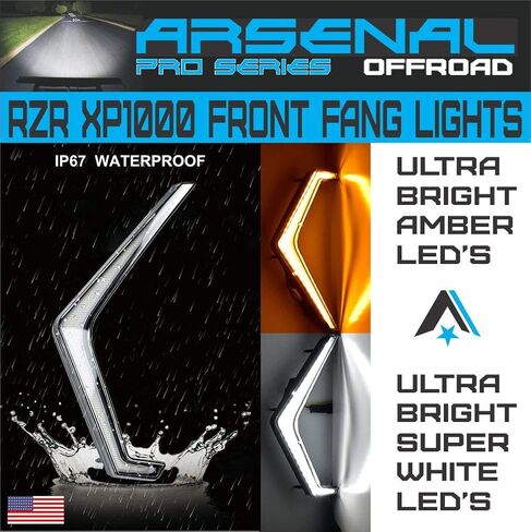 ضوء إشارة الانعطاف RZR، مجموعة دخان أمامية من Arsenal IP67 بتوقيع الدخان الأمامي/ضوء فانغ كهرماني/أبيض متوافق مع 2019 إلى 2021 Polaris RZR XP1000 Turbo OEM مناسب تمامًا in Kuwait