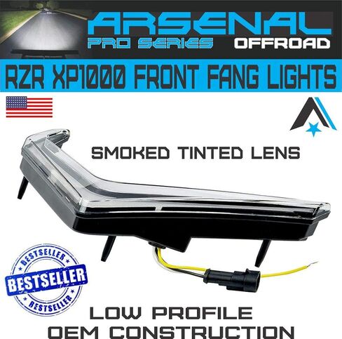 ضوء إشارة الانعطاف RZR، مجموعة دخان أمامية من Arsenal IP67 بتوقيع الدخان الأمامي/ضوء فانغ كهرماني/أبيض متوافق مع 2019 إلى 2021 Polaris RZR XP1000 Turbo OEM مناسب تمامًا in Kuwait