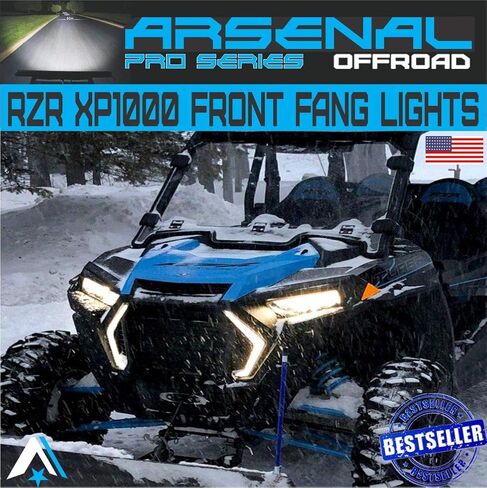 ضوء إشارة الانعطاف RZR، مجموعة دخان أمامية من Arsenal IP67 بتوقيع الدخان الأمامي/ضوء فانغ كهرماني/أبيض متوافق مع 2019 إلى 2021 Polaris RZR XP1000 Turbo OEM مناسب تمامًا in Kuwait