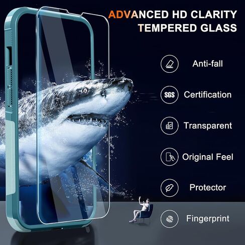 RMOCR for iPhone 14 Case with Screen Protector and Camera Lens Cover,Military Grade Heavy Duty Shockproof Phone Cover with Wrist Lanyard Strap for iPhone 14 6.1 inch,Mint Green in Saudi Arabia