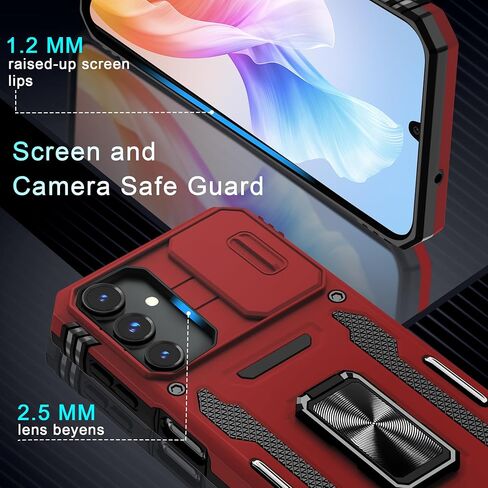 DEERLAMN for Samsung Galaxy A15 5G Case with Slide Camera Cover+Screen Protector (1 Pack), Rotated Ring Kickstand Military Grade Shockproof Protective Cover-Olive Green in Saudi Arabia