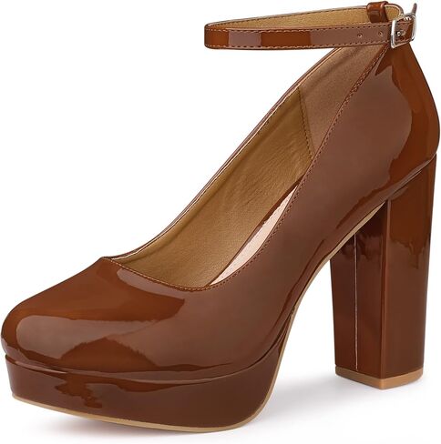 Allegra K Women's Platform Ankle Strap Chunky Heel Mary Janes Pumps in Saudi Arabia