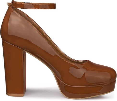 Allegra K Women's Platform Ankle Strap Chunky Heel Mary Janes Pumps in Saudi Arabia