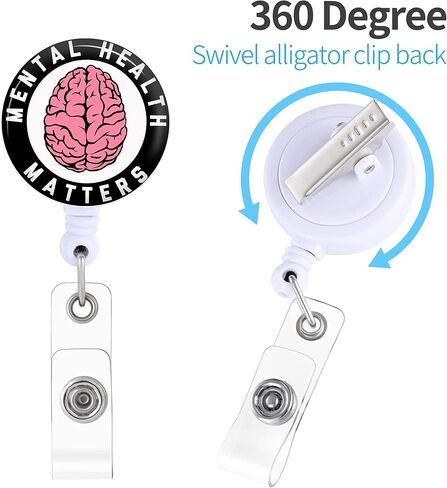 2 Pack Mental Health Badge Reels Holder Retractable with ID Clip for Nurse Name Tag Card Psych Psychology Nursing Doctor Medical Work Office Alligator Clip ZJK1002 in Saudi Arabia
