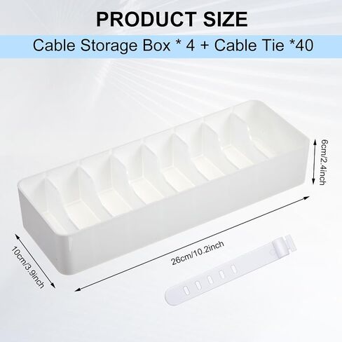 Tatuo 2 Pcs Plastic Charger Cord Organizer Box, Cord Storage Organizer Box, Electronics Cable Organizer Box Cable Storage Box with Wire Ties for Home Drawer Office Desk Organizers Accessories (Clear) in Saudi Arabia