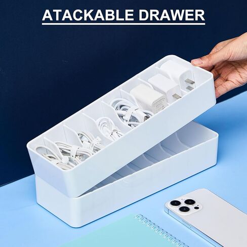 Tatuo 2 Pcs Plastic Charger Cord Organizer Box, Cord Storage Organizer Box, Electronics Cable Organizer Box Cable Storage Box with Wire Ties for Home Drawer Office Desk Organizers Accessories (Clear) in Saudi Arabia