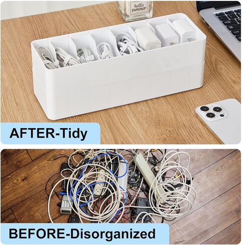 Tatuo 2 Pcs Plastic Charger Cord Organizer Box, Cord Storage Organizer Box, Electronics Cable Organizer Box Cable Storage Box with Wire Ties for Home Drawer Office Desk Organizers Accessories (Clear) in Saudi Arabia