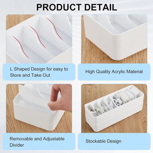 Tatuo 2 Pcs Plastic Charger Cord Organizer Box, Cord Storage Organizer Box, Electronics Cable Organizer Box Cable Storage Box with Wire Ties for Home Drawer Office Desk Organizers Accessories (Clear) in Saudi Arabia