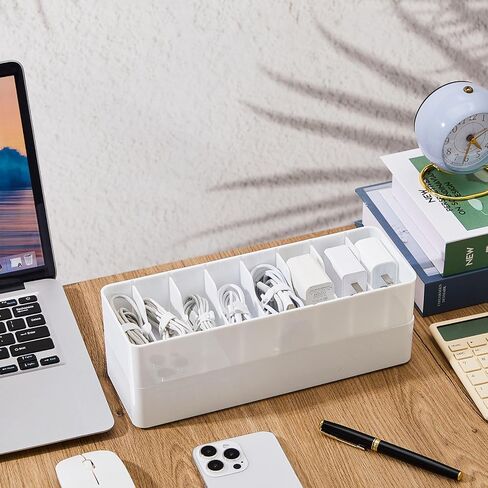 Tatuo 2 Pcs Plastic Charger Cord Organizer Box, Cord Storage Organizer Box, Electronics Cable Organizer Box Cable Storage Box with Wire Ties for Home Drawer Office Desk Organizers Accessories (Clear) in Saudi Arabia