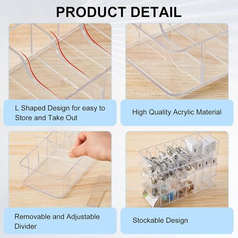 Tatuo 2 Pcs Plastic Charger Cord Organizer Box, Cord Storage Organizer Box, Electronics Cable Organizer Box Cable Storage Box with Wire Ties for Home Drawer Office Desk Organizers Accessories (Clear) in Saudi Arabia