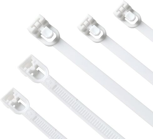 [عبوة من 50] ربطات كابل قابلة لإعادة الاستخدام، ربطات كابل من النايلون عالي التحمل من Canwn، ربطات كابل مرنة بسحاب مع عقدة منزلقة (أبيض) in Kuwait