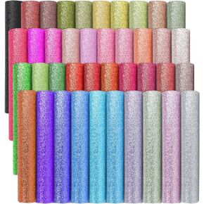 40 Pieces 8 x 11.8 Inches Shiny Glitter Faux Leather Sheets Glitter Fabric Faux PU Leather Sheets for Crafts,Making Bows, Earrings,DIY Crafts Decoration Supplies (20x30cm)