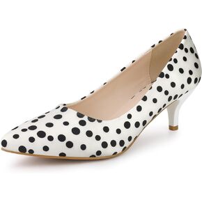 Allegra K Women's Pointed Toe Polka Dots Kitten Heels Pumps