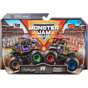 Monster Jam, Official Salvager Vs. Double Decker Die-Cast Monster Trucks, 1:64 Scale, Kids Toys for Boys Ages 3 and up