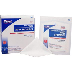 Dukal New Sponges, 4" x 4", Non-Woven, Sterile, 4-ply, 25 pk 6124