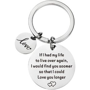 Anniversary Christmas Gifts Keychain for Couples If I Had My Life to Live Over Again Keyring for Boyfriend Wife Gifts from Girlfriend Husband Birthday Valentines Day Gifts
