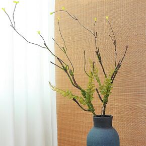 2pcs 40 inch Bendable Artificial Tree Cherry Blossom Branches Vines Twigs Limb Trunk Silk Moss Green Plants for Garden Outdoor Wall Hanging Vase Flower Arrangement Room Halloween Decoration