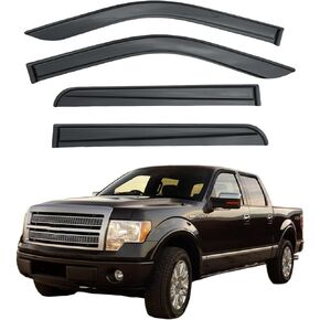 Rain Guards Compatible with 2009-2014 Ford F-150 Crew Cab, Acrylic Slim Style Window Visor Rain Guard, Side Window Deﬂector for Ford F-150 Accessories 4Pcs, 2010 2011 2012 2013