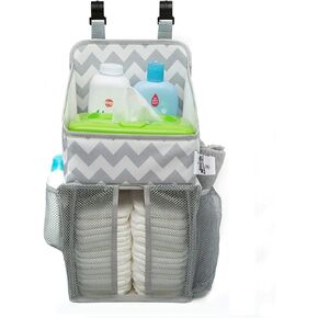 Star Pattern Diaper Caddy and Nursery Organizer for Newborn Baby Essentials, Hang on Crib, Baby Bed. Changing Table or wall. Multiple Pockets to Store Wipes, Creams, Lotions, Toys and more.