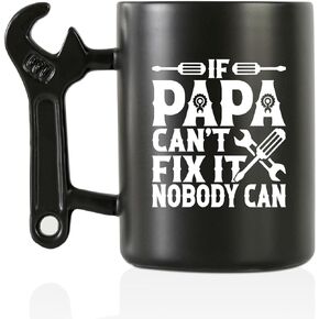 Onebttl Papa Gifts for Father's Day, Papa Coffee Mug with Wrench Handle from Granddaughter and Grandson, 13.5oz/400ml Funny Ceramic Mug