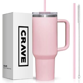40oz Tumbler with Lid and Straw l Reusable Spill Proof Double Wall Insulated Stainless Steel Water Bottle Travel Mug l Cupholder Friendly Vacuum Sealed Tumbler with Handle (Birch)