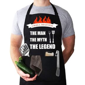 Aprons for Men, Mens Apron, Funny Aprons for Men, Adjustable Neck Strap Waterproof and OilProof Best for Grilling, Husband Birthday Gift, Gifts for Husband, Father's Day Gifts for Dad.